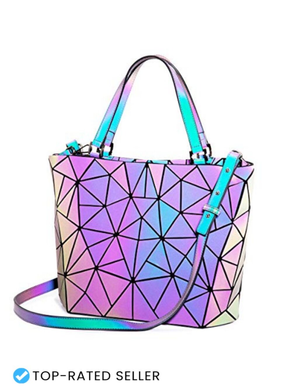 LOVEVOOK Holographic Reflective Crossbody Bag Geometric Luminous Purse